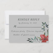 Cartons Réponse Simple et élégant Coquelicot rouge aquarelle Maria (Dos)