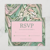 Cartons Réponse Simple et moderne rose et vert Bat mitzvah (Devant / Derrière)