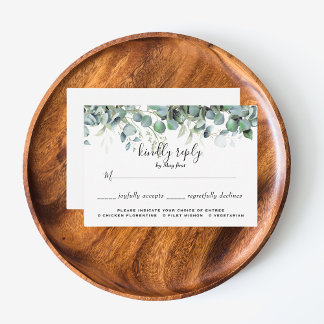 Cartons Réponse Simple Eucalyptus Vert Mariage choix de repas