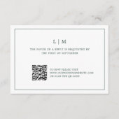 Cartons Réponse Simple Forest Green Monogramme QR Code Mariage (Devant)
