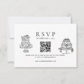 Cartons Réponse Simple gâteau minimal Mariage Code QR Mariage (Devant)