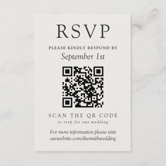 Cartons Réponse Simple Ivory Classic Wedding QR Code (Devant)