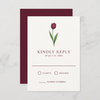 Cartons Réponse Simple Ivory Minimal Tulip Wedding