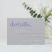 Cartons Réponse Simple Lavender Silver Wedding details (Debout devant)