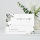 Cartons Réponse Simple mariage à l'aquarelle eucalyptus (Debout devant)