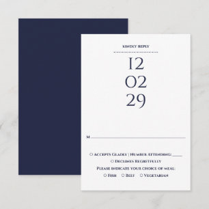 Cartons Réponse Simple mariage bleu marine spécial date