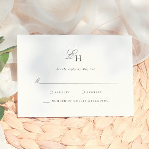 Cartons Réponse Simple Mariage Bohème Minimaliste Monogramme