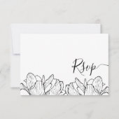 Cartons Réponse Simple Mariage Botanique Noir & Blanc (Devant)