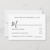 Cartons Réponse Simple Mariage Botanique Noir & Blanc (Dos)