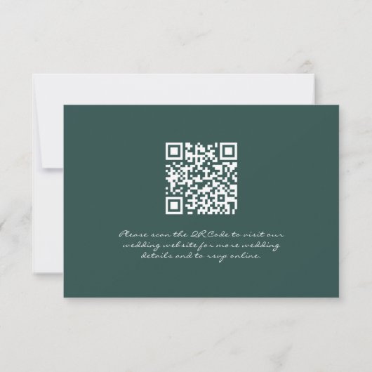 Cartons Réponse Simple Mariage de code QR Emerald foncé (Dos)