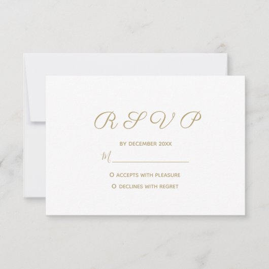 Cartons Réponse Simple Mariage en Or (Devant)