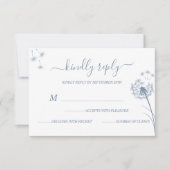 Cartons Réponse Simple Mariage Floral Bleu (Devant)