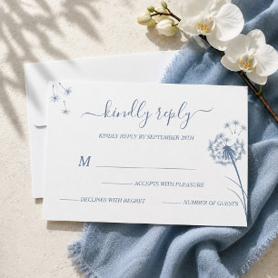 Cartons Réponse Simple Mariage Floral Bleu