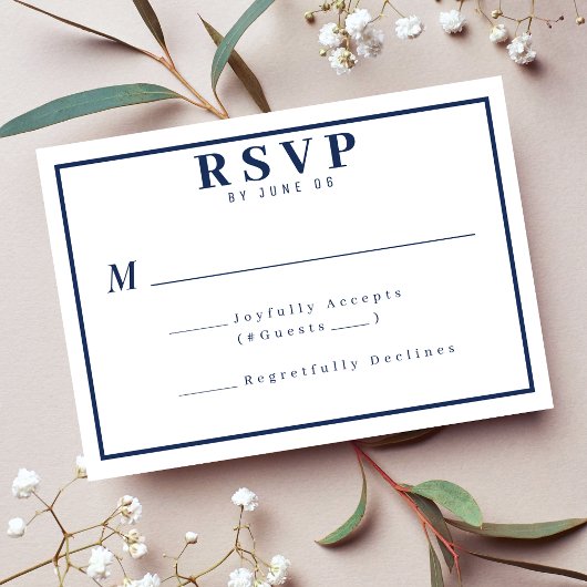 Cartons Réponse Simple Mariage frontière bleu et blanc