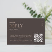 Cartons Réponse Simple Mariage Moderne Chic Brun (Debout devant)