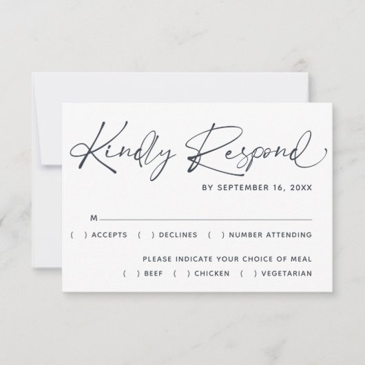 Cartons Réponse Simple Mariage Moderne Script (Devant)