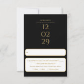 Cartons Réponse Simple mariage noir et or Date spéciale (Devant)