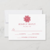 Cartons Réponse Simple Mariage rouge à neige (Devant)
