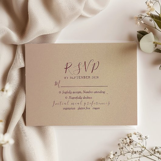 Cartons Réponse Simple Mariage Script Burgundy