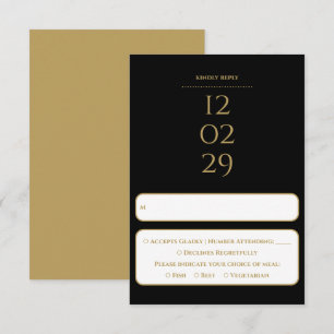 Cartons Réponse Simple Mariage Spécial Date Noir Et Or