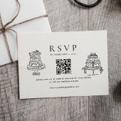 Cartons Réponse Simple Minimal Cake Wedding Qr Code Wedding