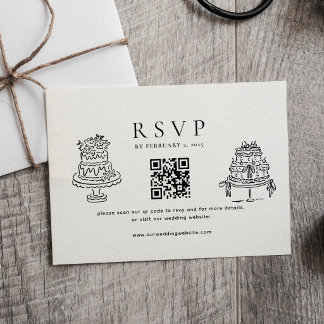 Cartons Réponse Simple Minimal Cake Wedding Qr Code Wedding 