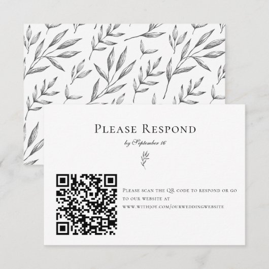 Cartons Réponse Simple minimaliste classique élégant code QR moder (Devant / Derrière)