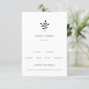 Cartons Réponse Simple minimaliste élégant Mariage botanique moder