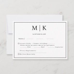 Cartons Réponse Simple minimaliste et chic   MARIAGE