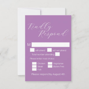 Cartons Réponse Simple minimaliste Lavender Mariage de choix de re
