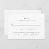 Cartons Réponse Simple minimaliste noir blanc choix Mariage (Devant / Derrière)