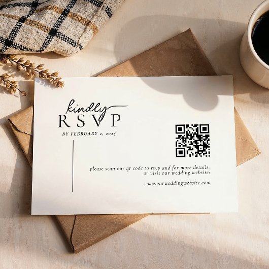 Cartons Réponse Simple Modern Line Script Qr Code Wedding