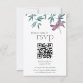 Cartons Réponse Simple moderne Dragonfly Greenery Mariage QR Code (Devant)