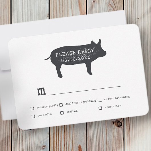 Cartons Réponse Simple moderne Rustique Pays Mariage Ferme