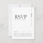 Cartons Réponse Simple Monogramme Initiales Mariage Noir Blanc (Devant)