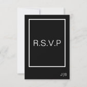 Cartons Réponse Simple monogramme moderne noir blanc mariage (Devant)