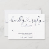 Cartons Réponse Simple Navy Blue White Script Heart Répondre aimab (Devant)