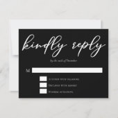 Cartons Réponse Simple Noir Blanc Kindly Répondre Moderne Mariage (Devant)