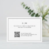 Cartons Réponse Simple Noir et Blanc QR Code Mariage élégant (Debout devant)