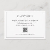 Cartons Réponse Simple Noir et Blanc QR Code Mariage élégant (Devant)