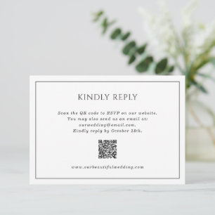 Cartons Réponse Simple Noir et Blanc QR Code Mariage élégant