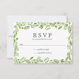 Cartons Réponse Simple Olive Green Élégant Mariage rustique