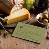 Cartons Réponse Simple Olive Green Succursale choix de repas