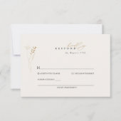 Cartons Réponse Simple Or Boho Floral Mariage (Devant)