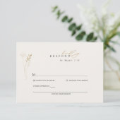Cartons Réponse Simple Or Boho Floral Mariage (Debout devant)