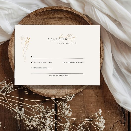 Cartons Réponse Simple Or Boho Floral Mariage