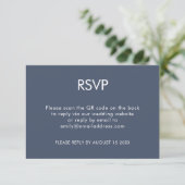 Cartons Réponse Simple QR Code Dusty Marine Mariage bleu (Debout devant)