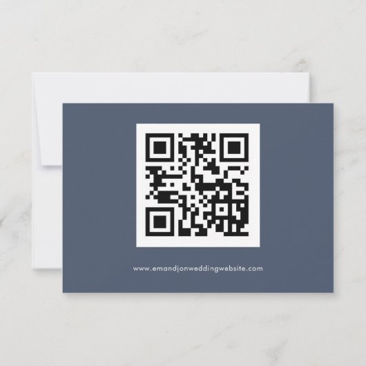 Cartons Réponse Simple QR Code Dusty Marine Mariage bleu (Dos)
