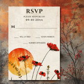 Cartons Réponse Simple Red Poppies Boho Fleurs sauvages Sunset Mar