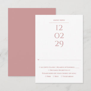 Cartons Réponse Simple Rose Poussiéreux Date Spécial Mariage